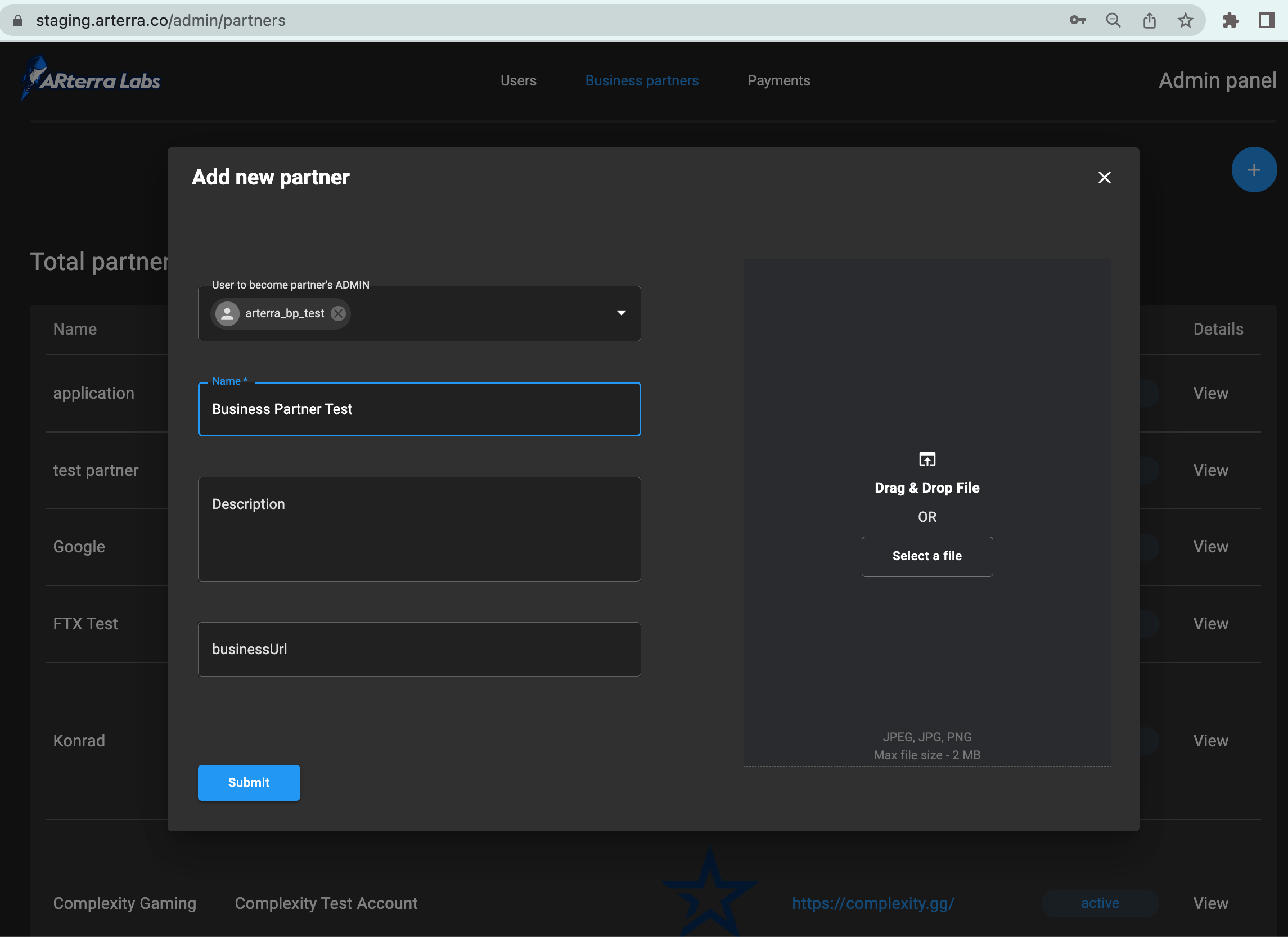 Business Partner Create