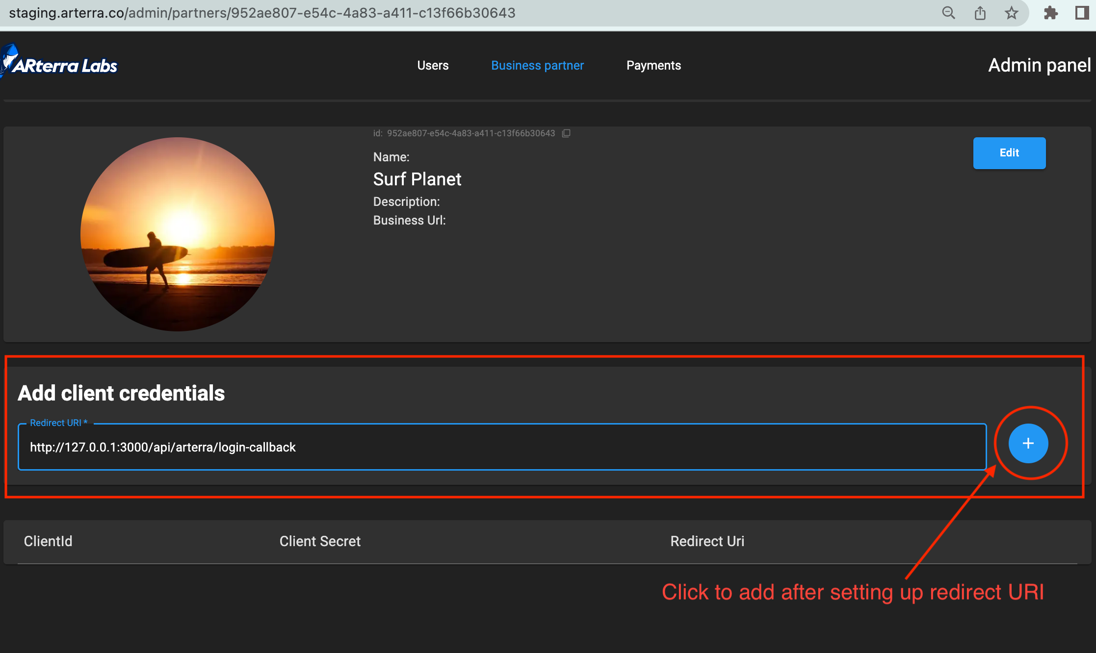 BP create credentials