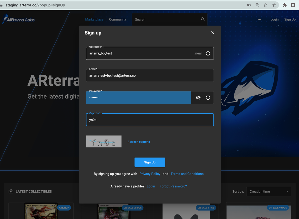 Business Partner Root user sign-up